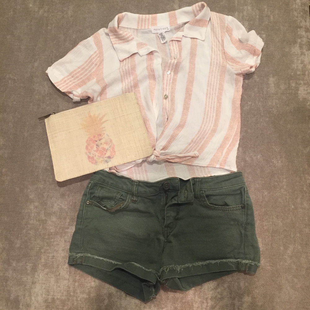 RSQ jeans shorts, Full Tilt crepe top